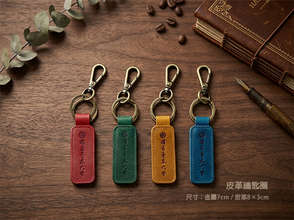 皮革雙環鑰匙圈